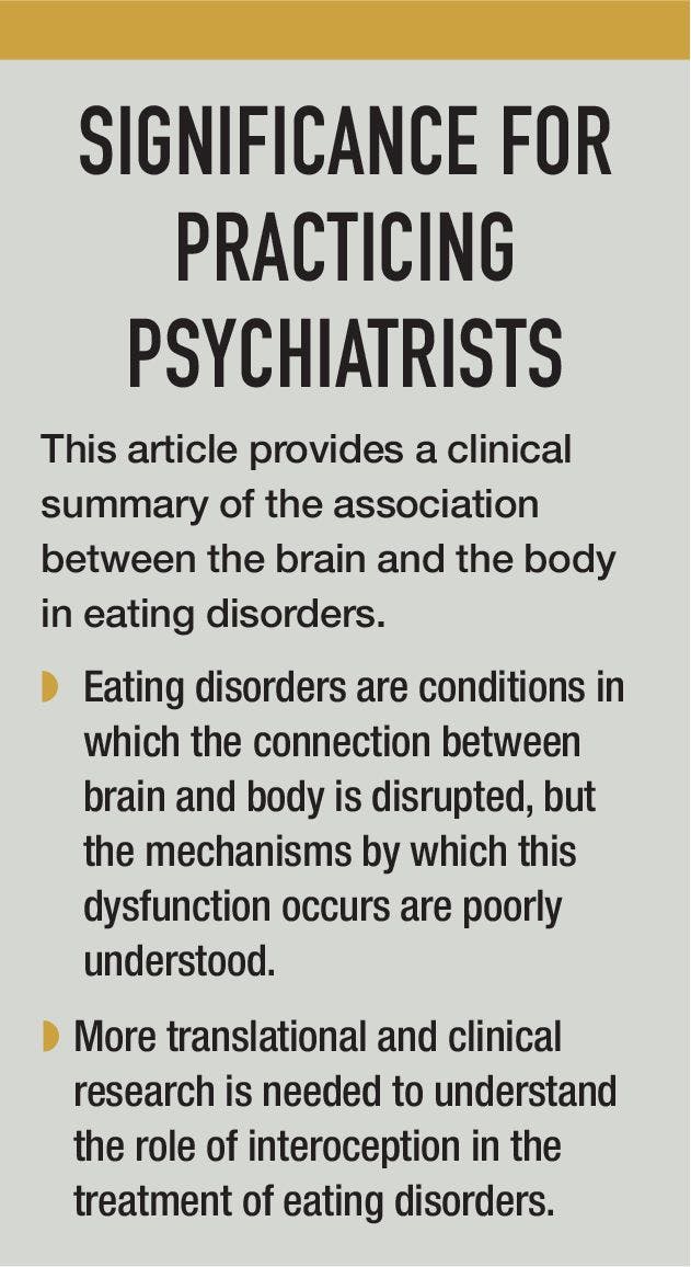 SIGNIFICANCE FOR PRACTICING PSYCHIATRISTS - eating disorders
