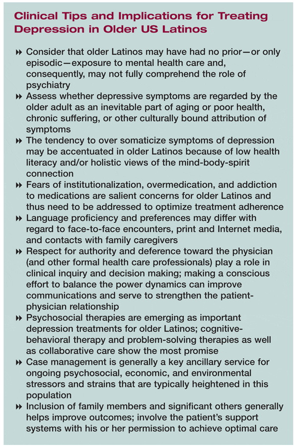 Clinical Tips and Implications for Treating Depression in Older US Latinos
