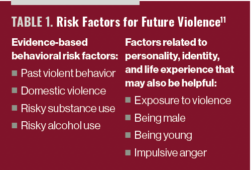 Table 1. Risk Factors for Future Violence