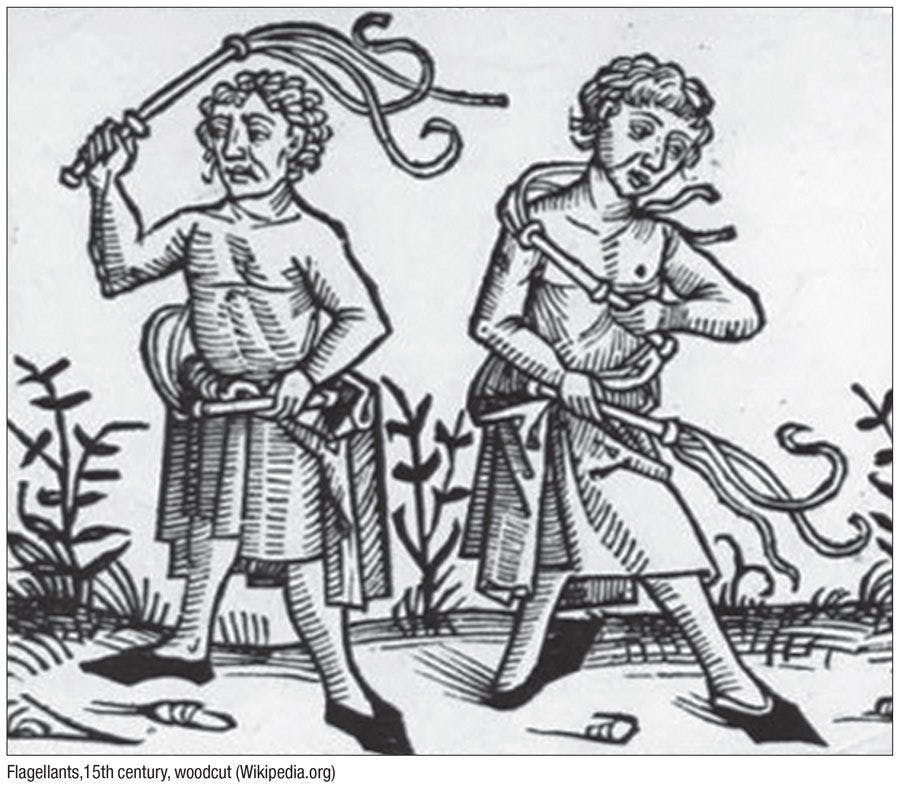 Flagellants,15th century, woodcut (Wikipedia.org)