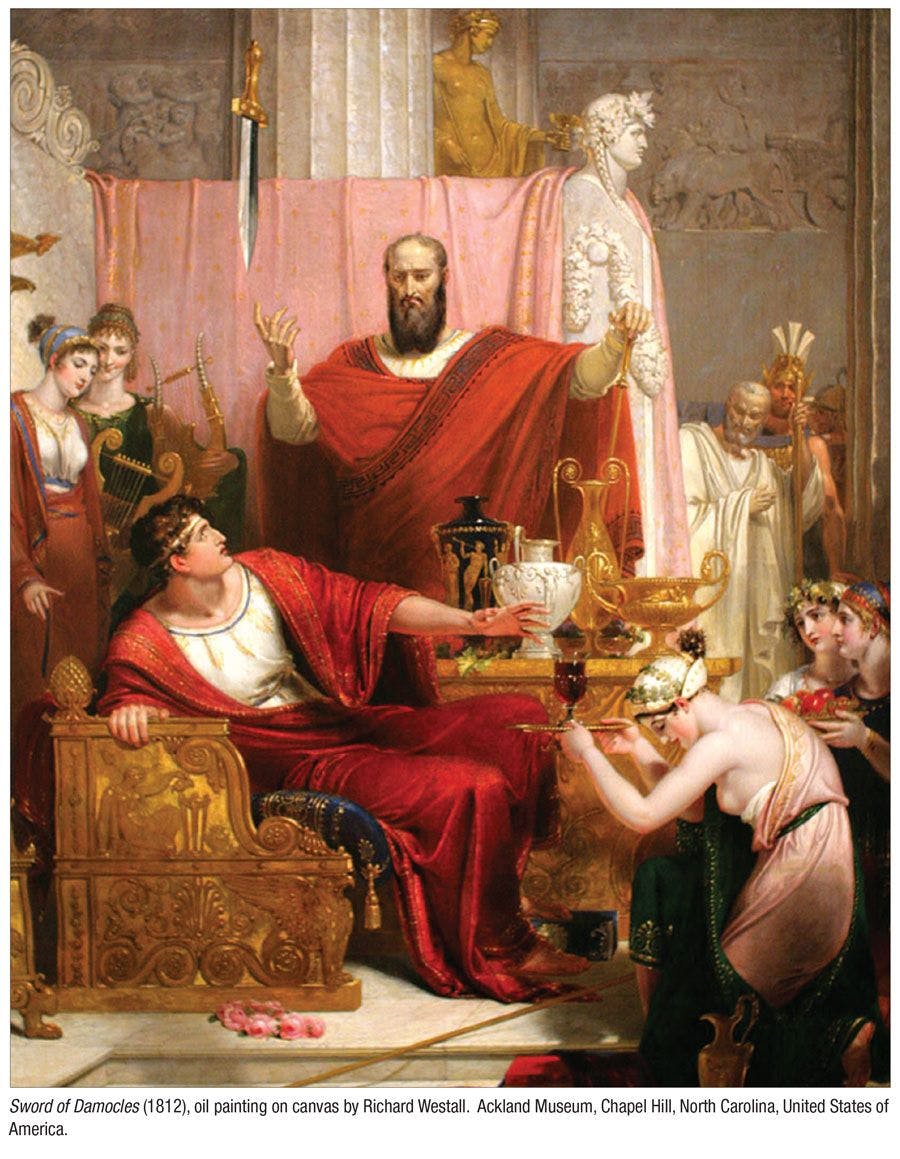 Sword of Damocles (1812), oil painting on canvas by Richard Westall