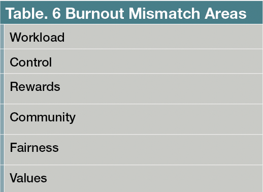 Table. 6 Burnout Mismatch Areas