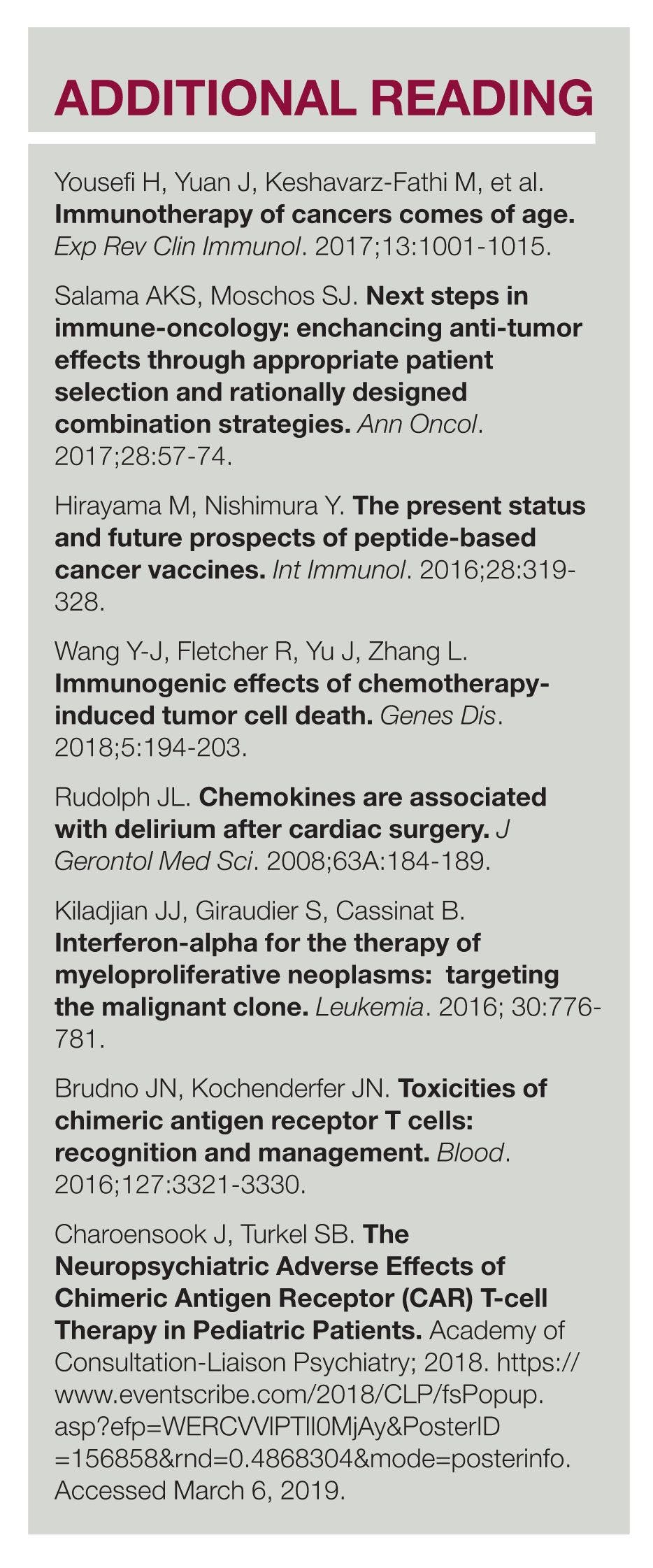 additional reading - Immunotherapy of Malignancies
