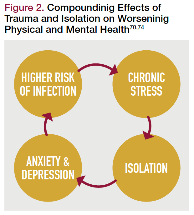 Figure 2. Compoundinig Effects of Trauma and Isolation on Worseninig Physical and Mental Health