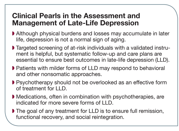 Clinical Pearls in the Assessment and Management of Late-Life Depression