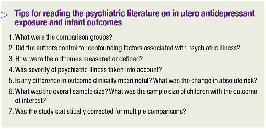 Tips for reading the psychiatric literature on in utero antidepressant exposure 