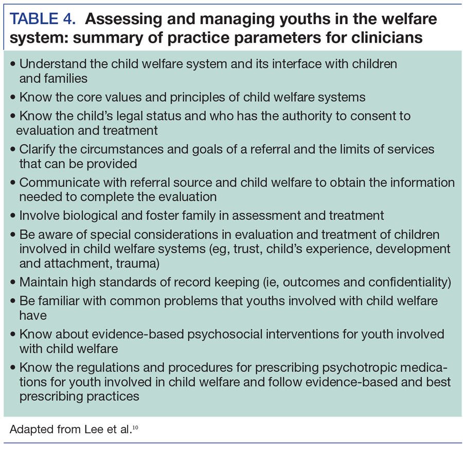 Assessing and managing youths in the welfare system