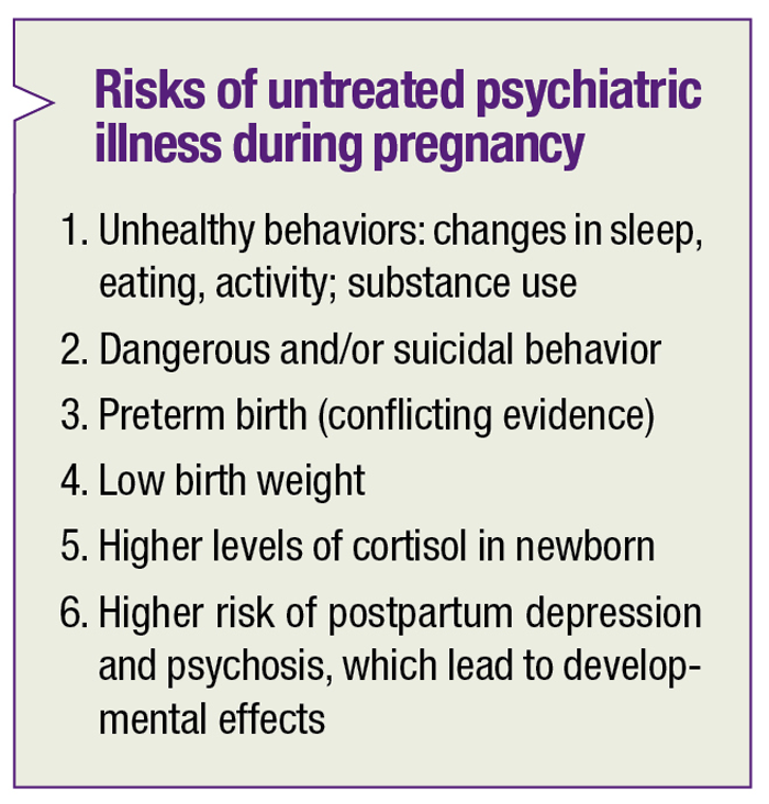 Risks of untreated psychiatric illness during pregnancy