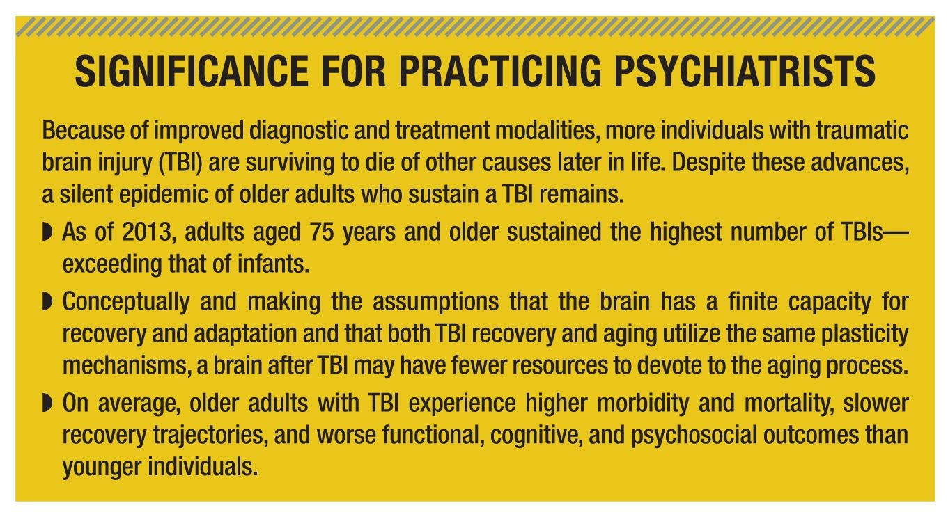 Despite advances, there is a silent epidemic of older adults who sustain a TBI.