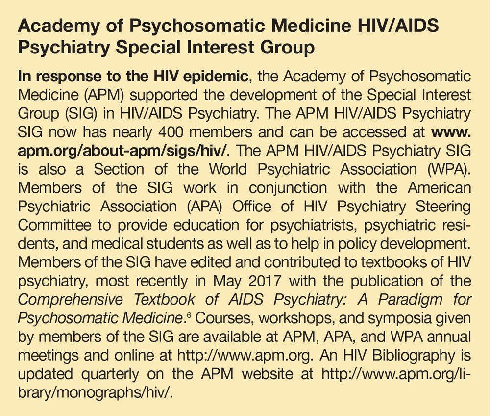 Academy of Psychosomatic Medicine HIV/AIDS Psychiatry Special Interest Group