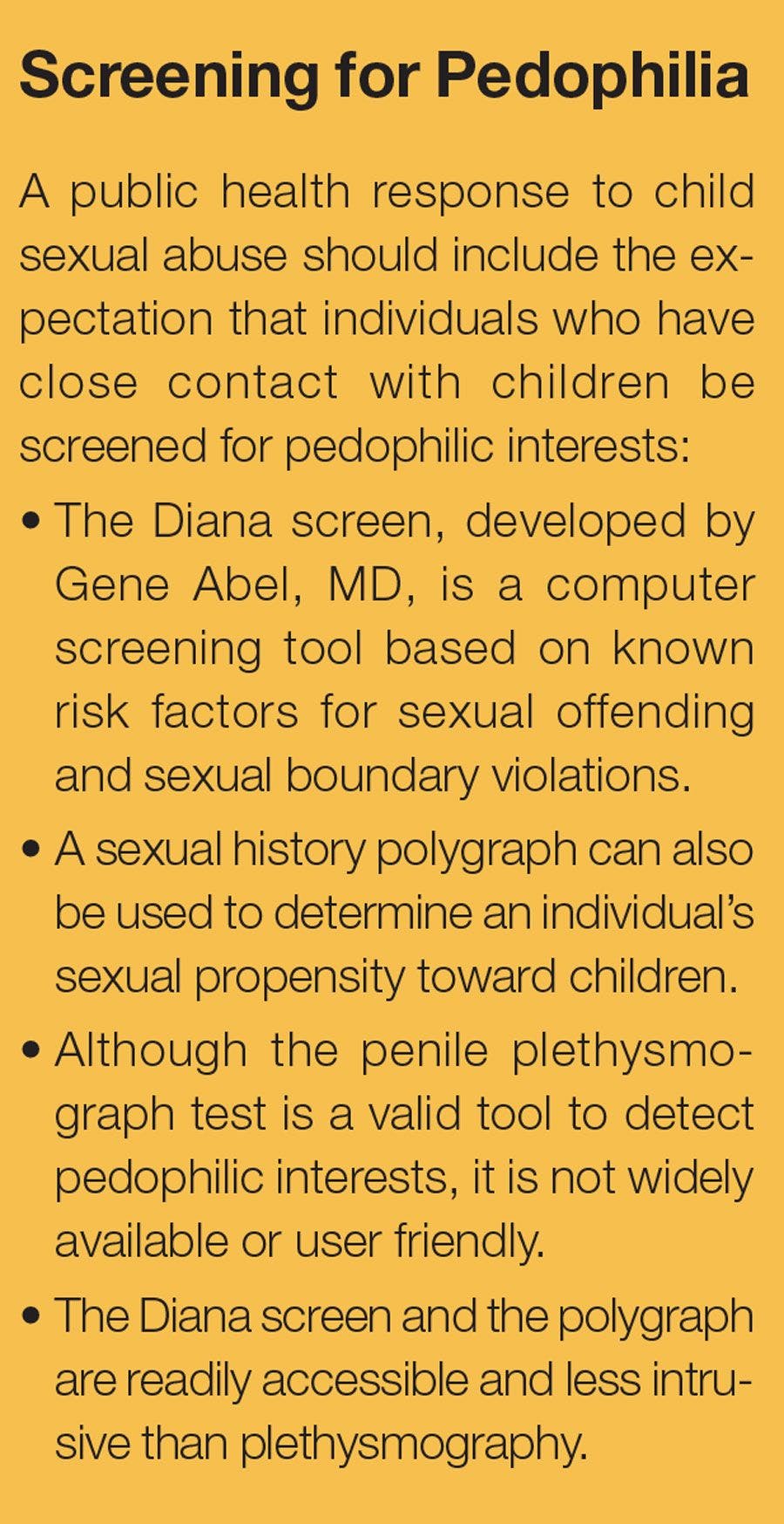 Screening for Pedophilia